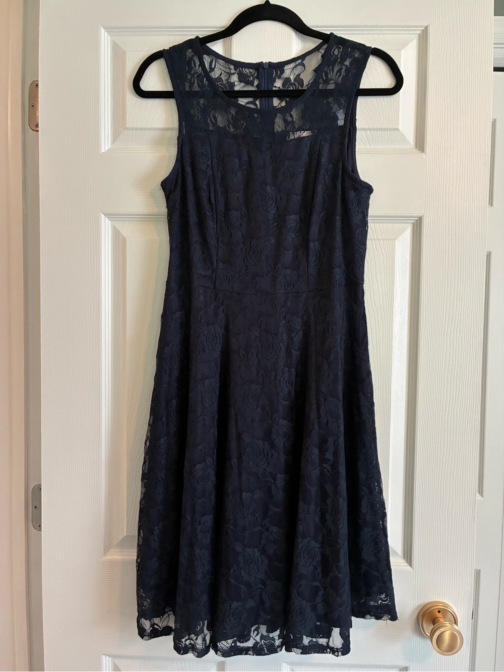 Sleeveless Navy Lace Midi Dress